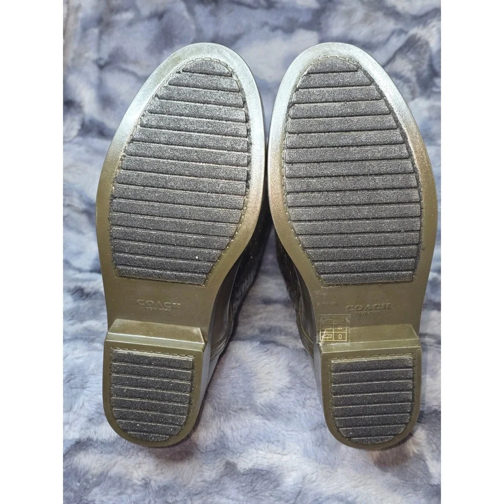 NWB Coach Tudor Shiny Rubber Signature Logo‎ Tall Rain Boots Fatigue 7